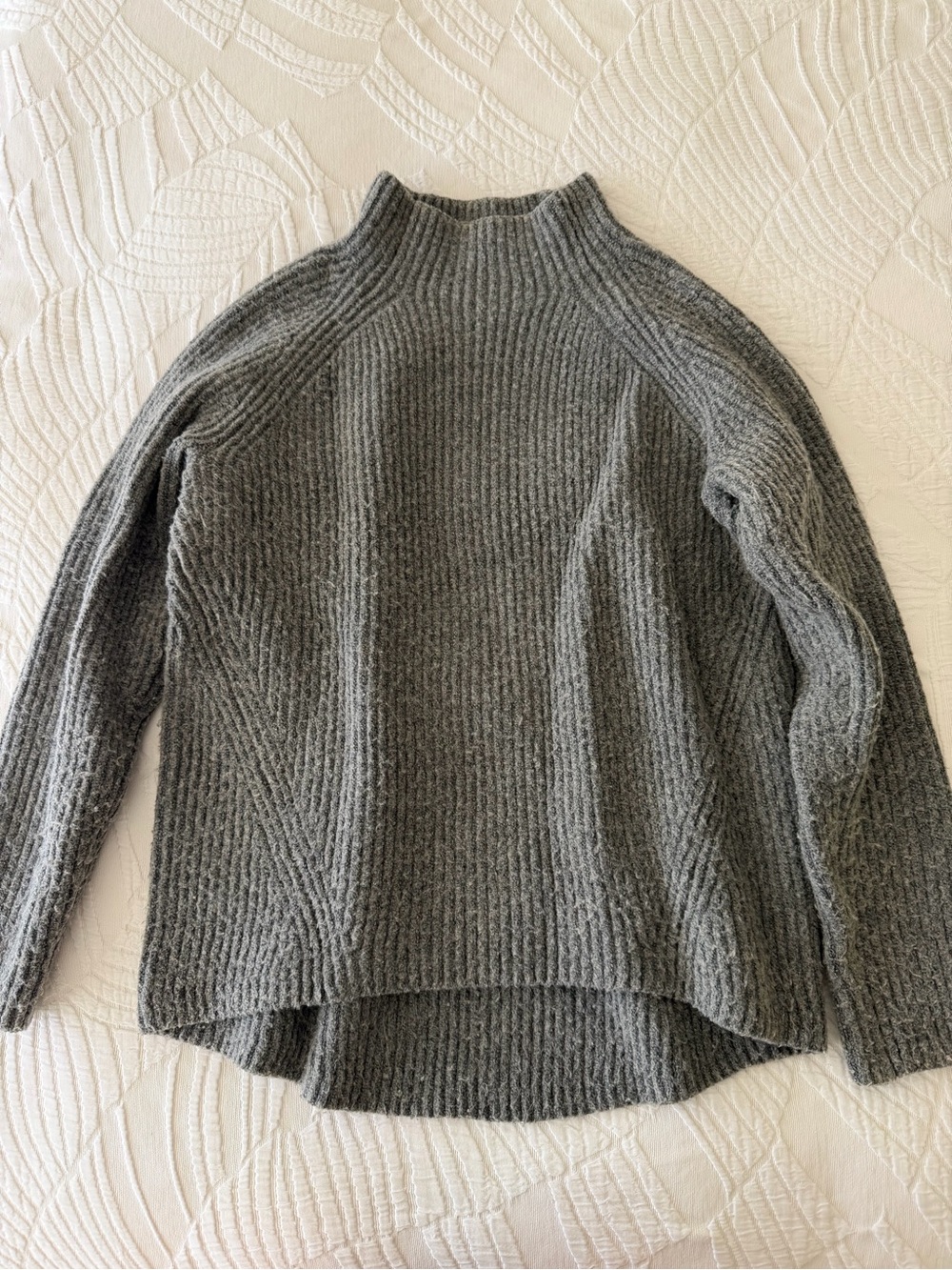 Madewell Gray Ribbed Mock Neck Sweater